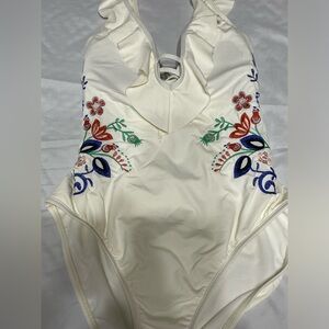 One Piece Swimsuit‎ embroidered swim suit by Gibson Latimer